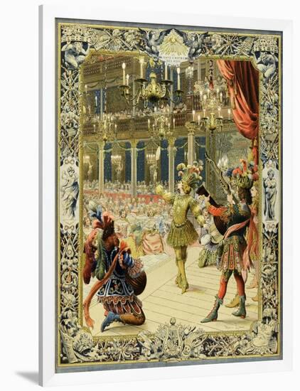 The Night Ballet, Louis XIV Dancing as Sun King-Maurice Leloir-Framed Art Print