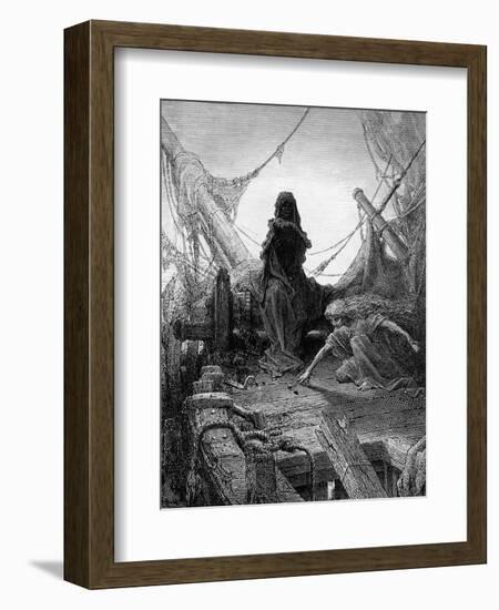 The 'Night-Mare Life-In-Death' Plays Dice with Death for the Souls of the Crew-Gustave Doré-Framed Giclee Print