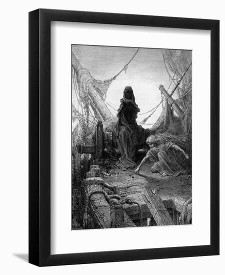 The 'Night-Mare Life-In-Death' Plays Dice with Death for the Souls of the Crew-Gustave Doré-Framed Giclee Print