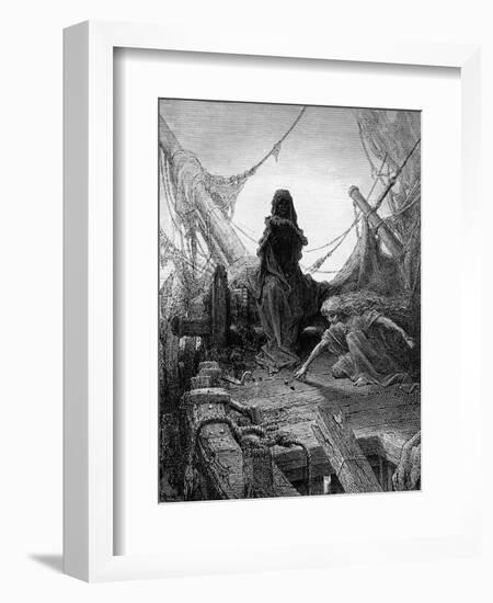 The 'Night-Mare Life-In-Death' Plays Dice with Death for the Souls of the Crew-Gustave Doré-Framed Giclee Print