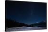 The Night Sky in Lake Pukaki with Mountcook-hyojin park-Stretched Canvas