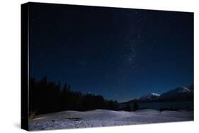 The Night Sky in Lake Pukaki with Mountcook-hyojin park-Stretched Canvas