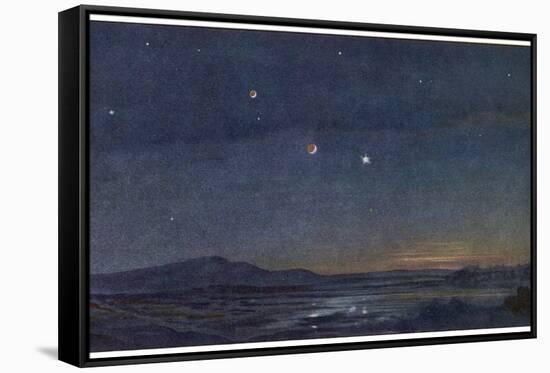 The Night Sky of Mars with Its Two Small Moons-Lucien Rudaux-Framed Stretched Canvas