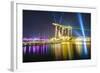 The Nightly Light and Laser Show in Marina Bay from the Marina Bay Sands, Singapore, Southeast Asia-Fraser Hall-Framed Photographic Print