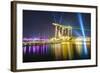 The Nightly Light and Laser Show in Marina Bay from the Marina Bay Sands, Singapore, Southeast Asia-Fraser Hall-Framed Photographic Print