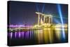 The Nightly Light and Laser Show in Marina Bay from the Marina Bay Sands, Singapore, Southeast Asia-Fraser Hall-Stretched Canvas