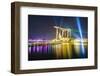 The Nightly Light and Laser Show in Marina Bay from the Marina Bay Sands, Singapore, Southeast Asia-Fraser Hall-Framed Photographic Print