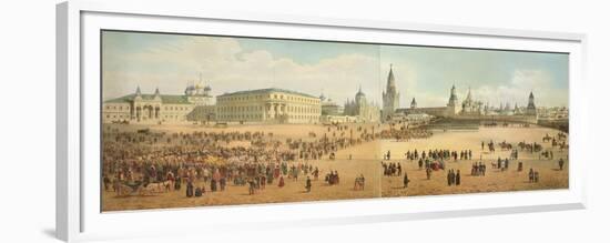 The Nikolaievsky Palace and St. Basil's Cathedral Viewed from the Kremlin-Dmitri Indieitzeff-Framed Premium Giclee Print