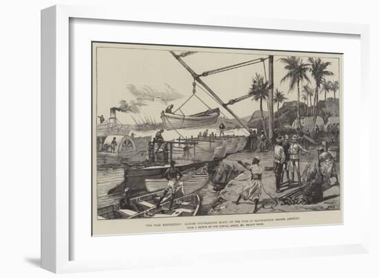 The Nile Expedition, Barges Discharging Boats on the Nile at Elephantine Island, Assouan-William Heysham Overend-Framed Giclee Print