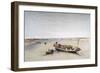 The Nile Looking Towards the Pyramids of Dahshur and Saqqarah, 19th Century-David Roberts-Framed Giclee Print