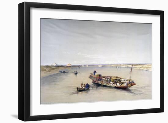 The Nile Looking Towards the Pyramids of Dahshur and Saqqarah, 19th Century-David Roberts-Framed Giclee Print