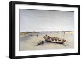 The Nile Looking Towards the Pyramids of Dahshur and Saqqarah, 19th Century-David Roberts-Framed Giclee Print