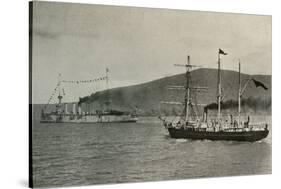 'The Nimrod Passing H.M.S. Powerful,...in Lyttelton Harbour', 1 January 1908, (1909)-Unknown-Stretched Canvas