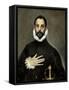 The Nobleman with His Hand on His Chest, Ca. 1580-El Greco-Framed Stretched Canvas