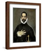 The Nobleman with His Hand on His Chest, Ca. 1580-El Greco-Framed Giclee Print