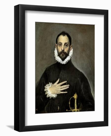 The Nobleman with His Hand on His Chest, Ca. 1580-El Greco-Framed Giclee Print