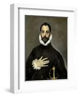 The Nobleman with His Hand on His Chest, Ca. 1580-El Greco-Framed Giclee Print