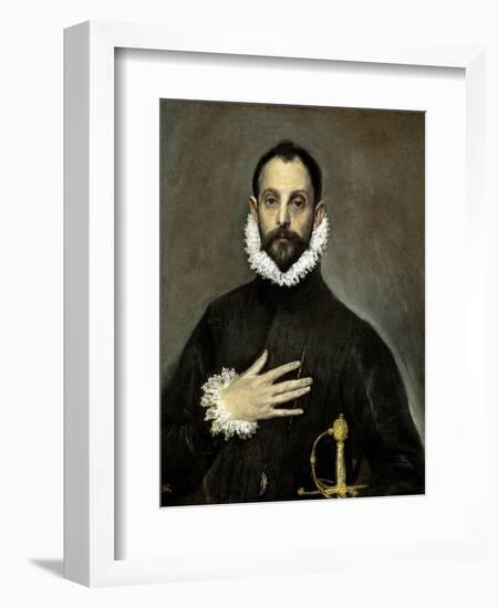 The Nobleman with His Hand on His Chest, Ca. 1580-El Greco-Framed Giclee Print