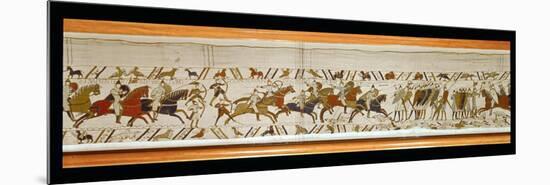The Norman Cavalry Attacks the English Shield-Wall, Detail from the Bayeux Tapestry, Before 1082-null-Mounted Premium Giclee Print