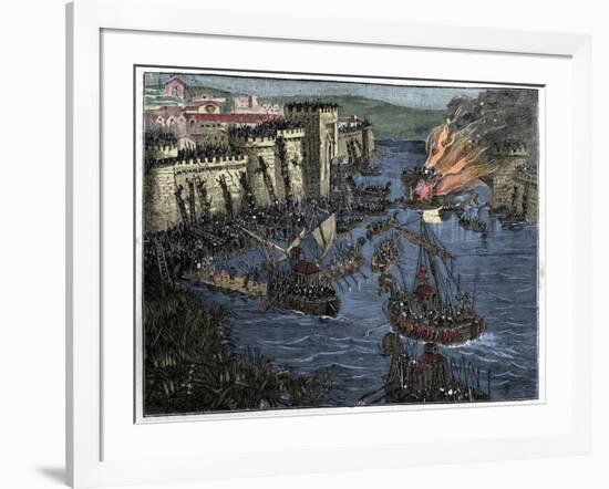 The Normans, led by Rollo, besieged Paris in 885-French School-Framed Giclee Print