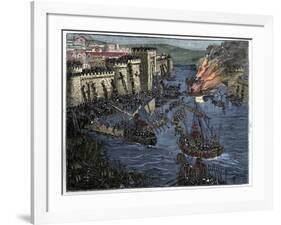 The Normans, led by Rollo, besieged Paris in 885-French School-Framed Giclee Print