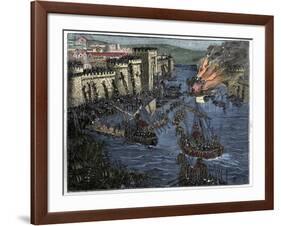 The Normans, led by Rollo, besieged Paris in 885-French School-Framed Giclee Print