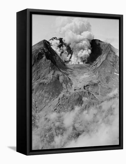 The North Side of Mount St. Helens is Wide Open as the Volcano Starts to Erupt-null-Framed Stretched Canvas