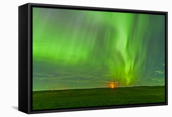 The Northern Lights as Seen from the Wintering Hills Wind Farm, Alberta, Canada-null-Framed Stretched Canvas
