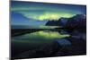 The Northern Lights (aurora borealis) and stars reflected in the icy sea, Tungeneset, Senja, Troms-Roberto Moiola-Mounted Photographic Print