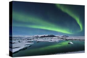 The Northern Lights Dance over the Glacier Lagoon in Iceland-null-Stretched Canvas