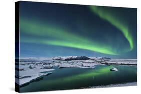 The Northern Lights Dance over the Glacier Lagoon in Iceland-null-Stretched Canvas