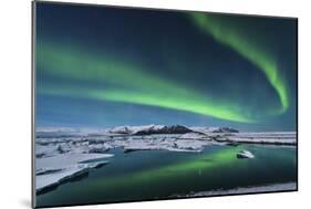 The Northern Lights Dance over the Glacier Lagoon in Iceland-null-Mounted Photographic Print