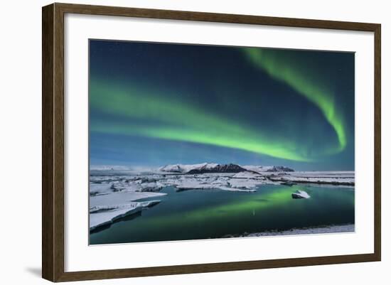 The Northern Lights Dance over the Glacier Lagoon in Iceland-null-Framed Photographic Print