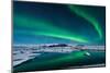 The Northern Lights Dance over the Glacier Lagoon in Iceland.-John A Davis-Mounted Photographic Print