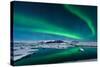 The Northern Lights Dance over the Glacier Lagoon in Iceland.-John A Davis-Stretched Canvas