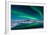 The Northern Lights Dance over the Glacier Lagoon in Iceland.-John A Davis-Framed Photographic Print