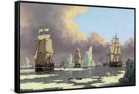 The Northern Whale Fishery: the "Swan" and "Isabella", C. 1840-John Of Hull Ward-Framed Stretched Canvas