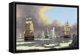 The Northern Whale Fishery: the "Swan" and "Isabella", C. 1840-John Of Hull Ward-Framed Stretched Canvas