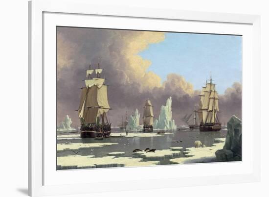 The Northern Whale Fishery: the "Swan" and "Isabella", C. 1840-John Of Hull Ward-Framed Giclee Print