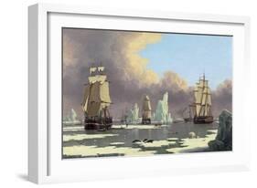 The Northern Whale Fishery: the "Swan" and "Isabella", C. 1840-John Of Hull Ward-Framed Giclee Print