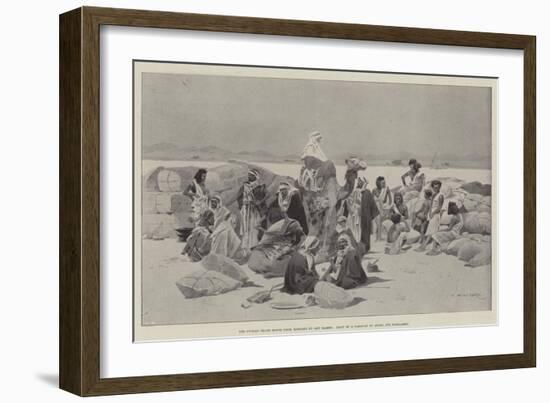 The Nubian Trade Route from Korosko to Abu Hamed, Halt of a Caravan of Arabs and Bishareen-Charles Auguste Loye-Framed Giclee Print