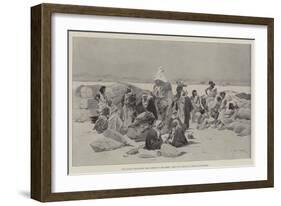 The Nubian Trade Route from Korosko to Abu Hamed, Halt of a Caravan of Arabs and Bishareen-Charles Auguste Loye-Framed Giclee Print