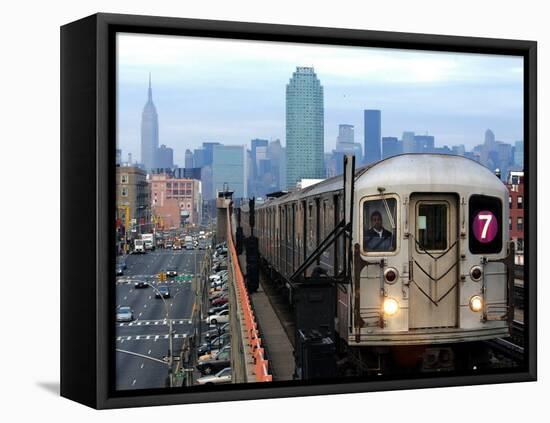 The Number 7 Train Runs Through the Queens Borough of New York-null-Framed Stretched Canvas