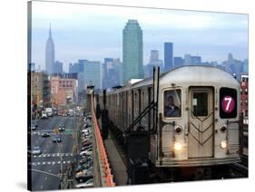 The Number 7 Train Runs Through the Queens Borough of New York-null-Stretched Canvas