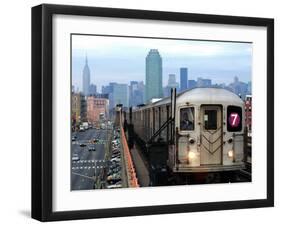 The Number 7 Train Runs Through the Queens Borough of New York-null-Framed Premium Photographic Print