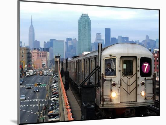 The Number 7 Train Runs Through the Queens Borough of New York-null-Mounted Premium Photographic Print