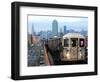 The Number 7 Train Runs Through the Queens Borough of New York-null-Framed Premium Photographic Print