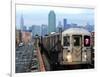 The Number 7 Train Runs Through the Queens Borough of New York-null-Framed Photographic Print