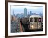 The Number 7 Train Runs Through the Queens Borough of New York-null-Framed Photographic Print