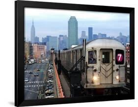 The Number 7 Train Runs Through the Queens Borough of New York-null-Framed Photographic Print